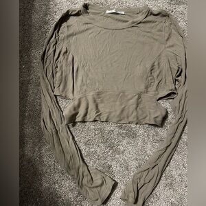 CUPSHE Green Women's Long Sleeve Crop Top